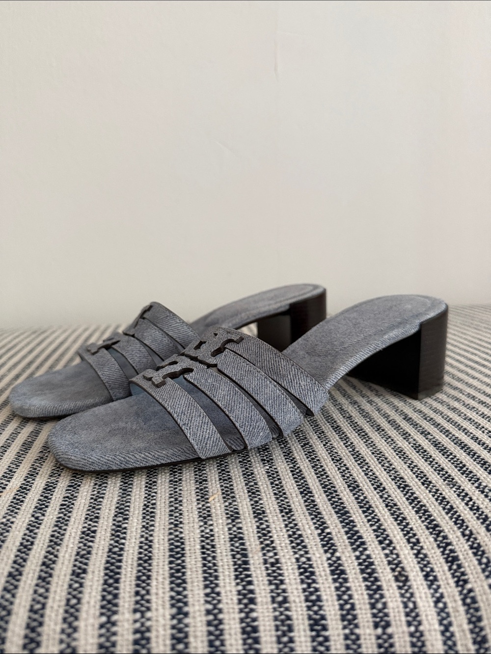 Tory Burch Denim Ines Strappy Slide Heels for Women